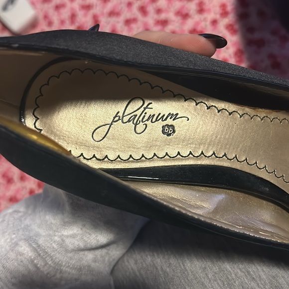 Platinum bp Black Satin Peep Toe Heels - 9.5 - Picture 4 of 5